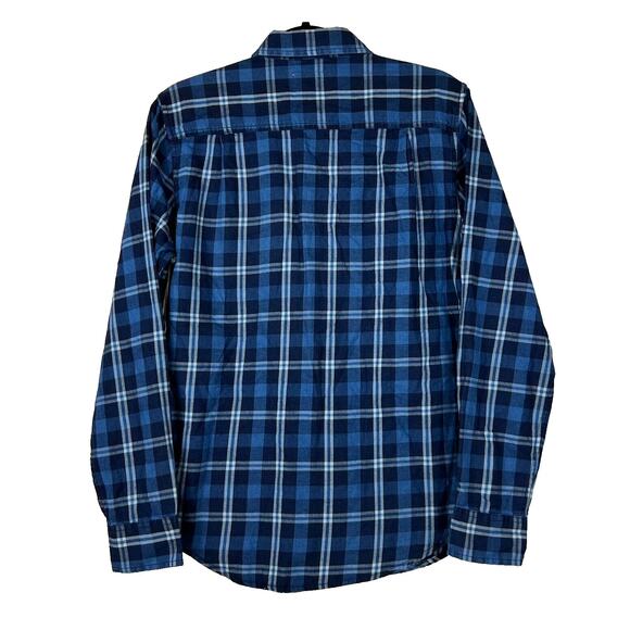 Mutual Weave Dress Shirt Mens Small Blue Plaid Button Up Long Sleeve Pockets - Picture 6 of 12